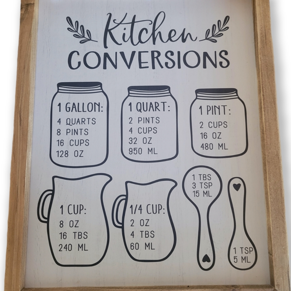 ART-Farmhouse Kitchen Wall Decor - Rustic Kitchen Conversion Chart Sign - Picture 3 of 3
